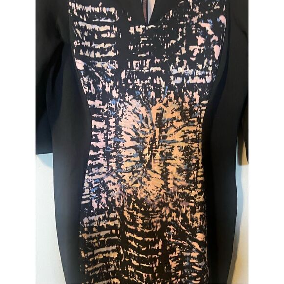 Jax Women’s Size 14 Sheath Dress Black Multicolor 3/4 Sleeve Knee Length Zip Up - Picture 4 of 12